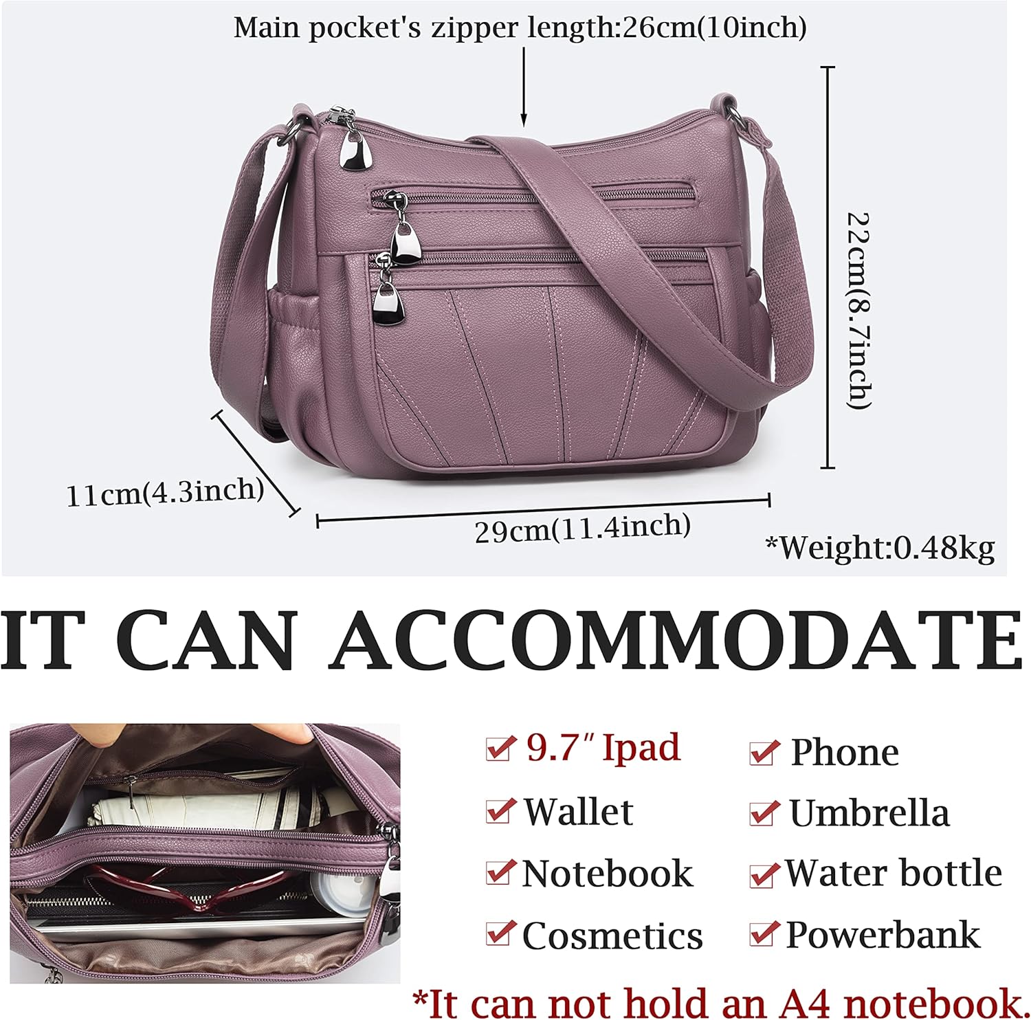 Crossbody Purse for Women Ladies Soft PU Leather Shoulder Bag Medium Roomy Handbag Fashion Tote Top Handle Satchel - Image 3