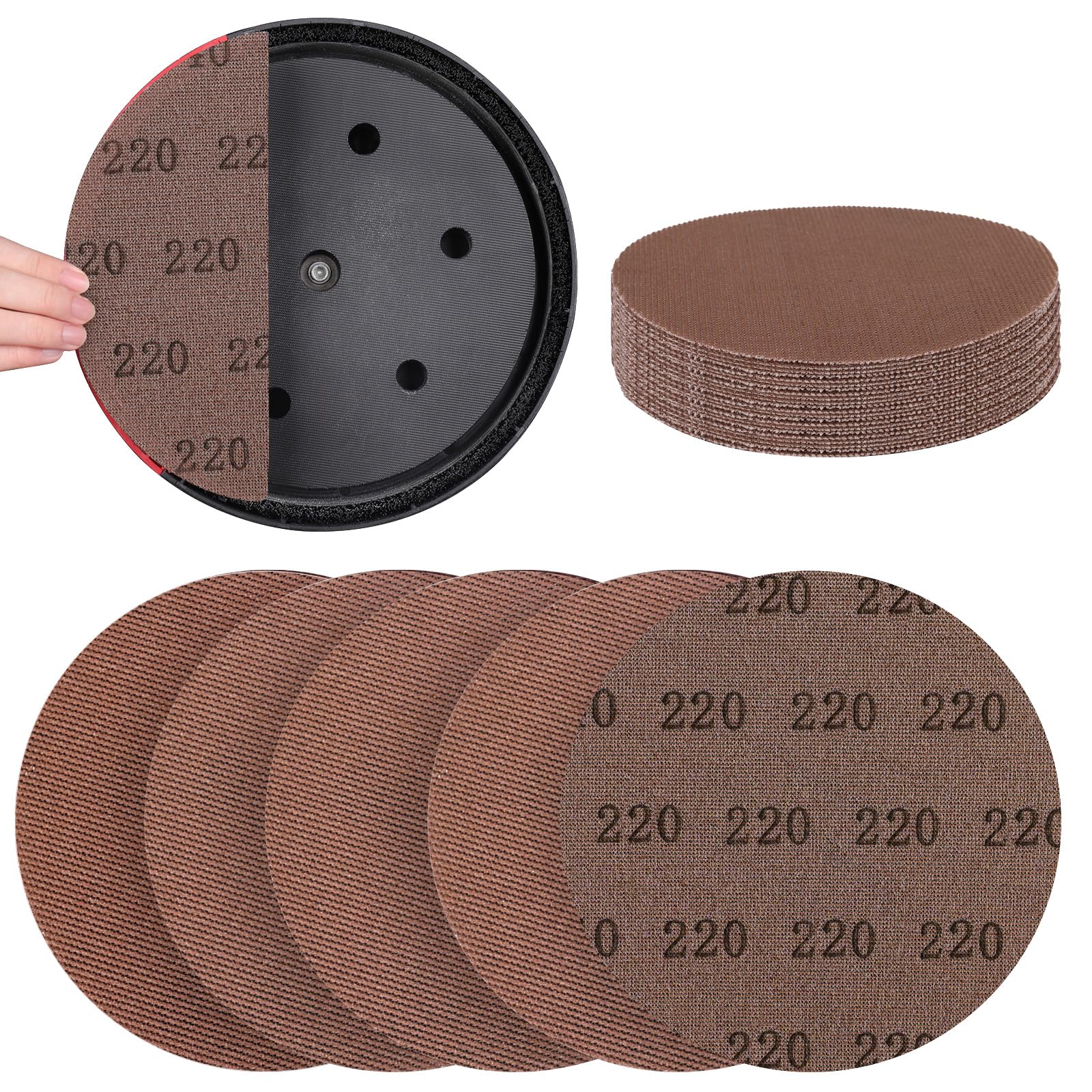 UMXIUO 25 Piece 225mm Mesh Round Sanding Discs Hook & Loop Grits 220, Suitable for Drywall Sanders & Long Neck Sander Sanding Giraffe โ image 1