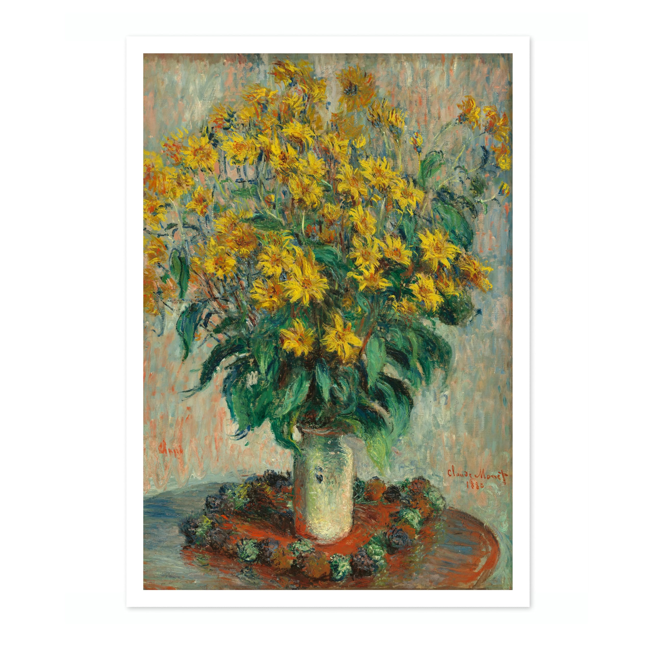 Jerusalem Artichoke Flowers Claude Monet Art Print, Classic Art Painting Poster, Impressionism Art Exhibition Modern Wall Art, Minimalist Home Decor Picture Artwork, A4 (Print Only) - 29.7x21cm