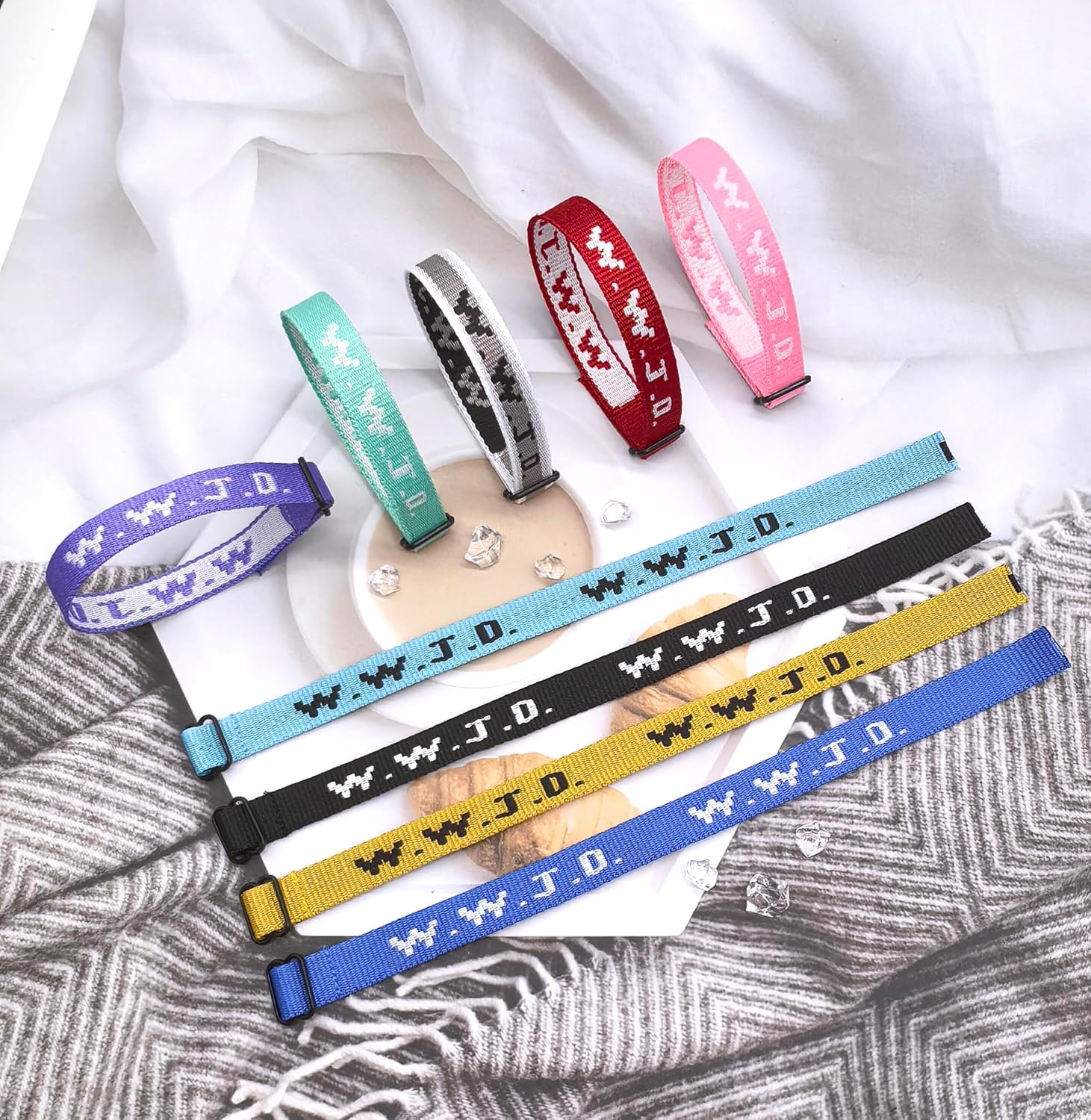 9-27Pcs W.W.J.D. Webbing Bracelets What Wound Jesus Do Bracelets Inspirational Christian Bracelets for Women Men Adjustable Religious Woven WWJD Wristbands for Fundraisers - Image 3