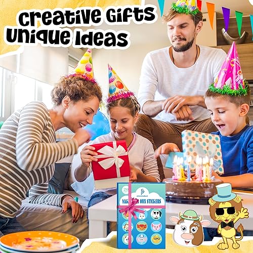 Miniatura 7 de Sinceroduct 100 calcomanías para niños, calcomanías para hacer tu propia cara, 20 calcomanías de animales para niños pequeños, manualidades,