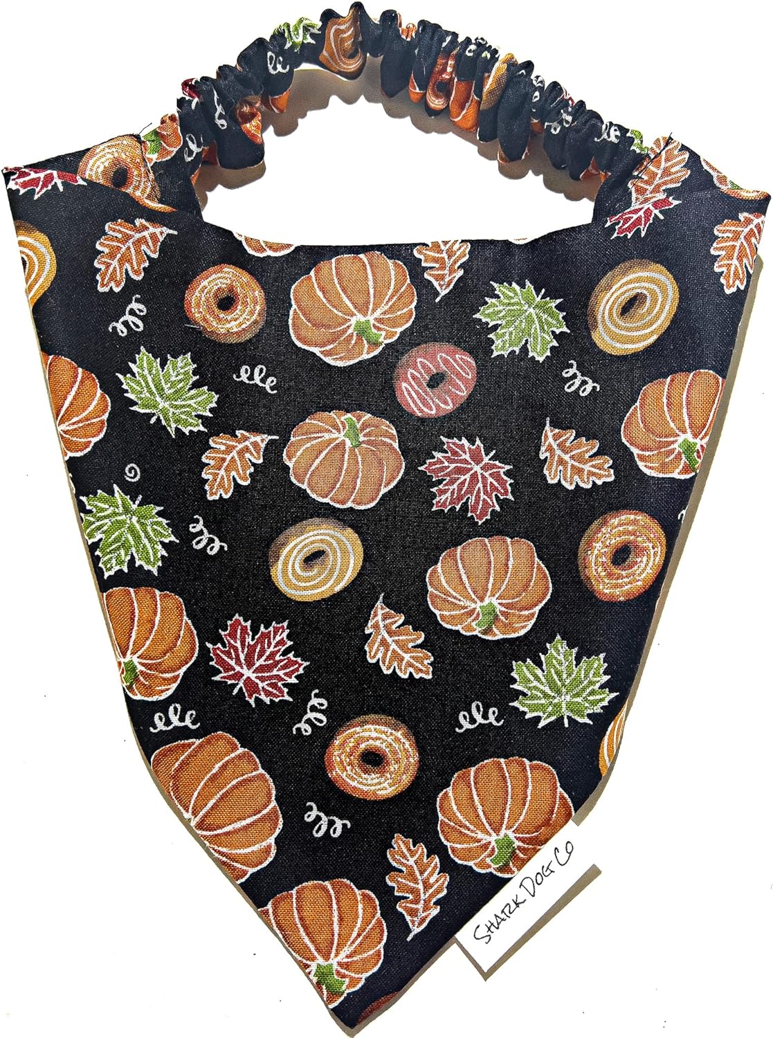 | Pumpkin Donut | Fall | Slip-on, Scrunchie Dog Bandana | No Tying or Collar Necessary | Machine Washable (XXS)