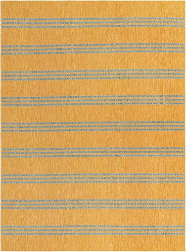 Miniatura 3 de Unique Loom Outdoor Collection - Alfombra Anguila (9 x 12 pies, rectangular, amarillo y aguamarinaazul claro)