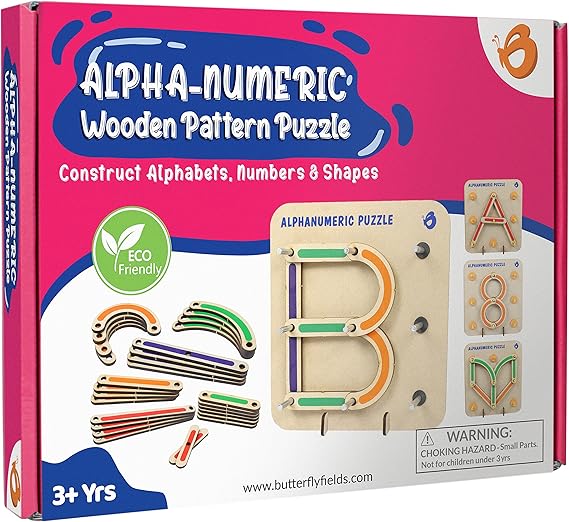 ButterflyEduFields Wooden Alphabet & Number Puzzle for Kids 3+