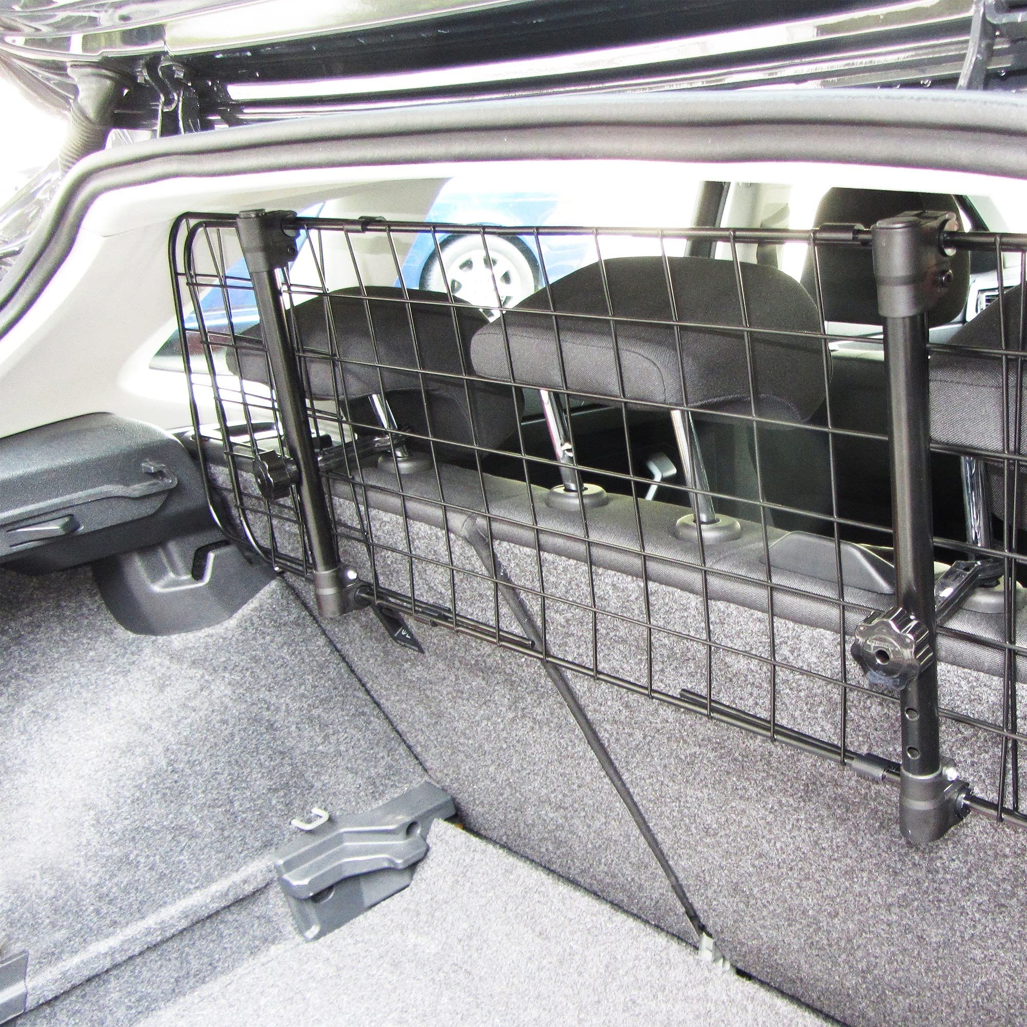 JOM Car Parts & Car Hifi GmbH 127485 uniwersalna kratka oddzielająca do bagażnika dla psów, do samochodu, SUV, kratka ochronna dla psa do bezpiecznego transportu