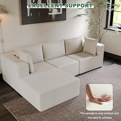 Miniatura 6 de Sofá Cloud de 105 pulgadas con diván en forma de L, juego de sofá modular con asiento profundo, sofás tapizados sin hueso para sala de estar