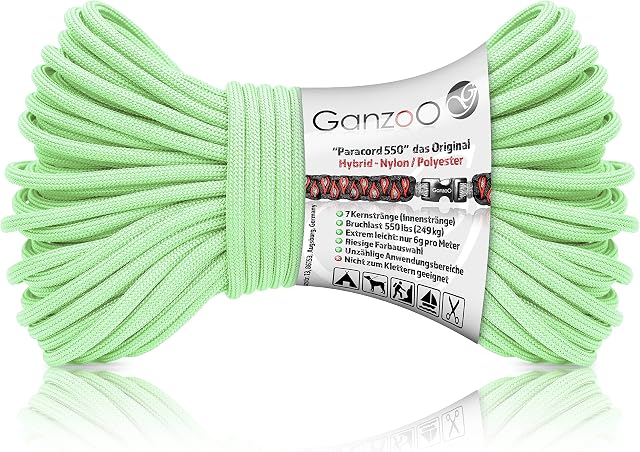 Paracord 550 linka/typ hybrydowy do bransoletki, smycz, obroża, nylon/poliester linka hybrydowa, nowa wersja, 30 metrów