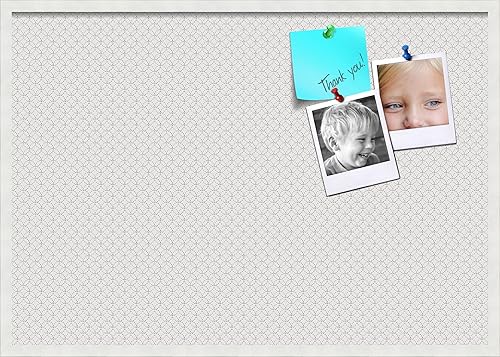 Miniatura 126 de PinPix Tablero de anuncios de corcho de 12 x 12 pulgadas. Este tablero decorativo enmarcado viene con diseño de círculos B W y un marco blanco