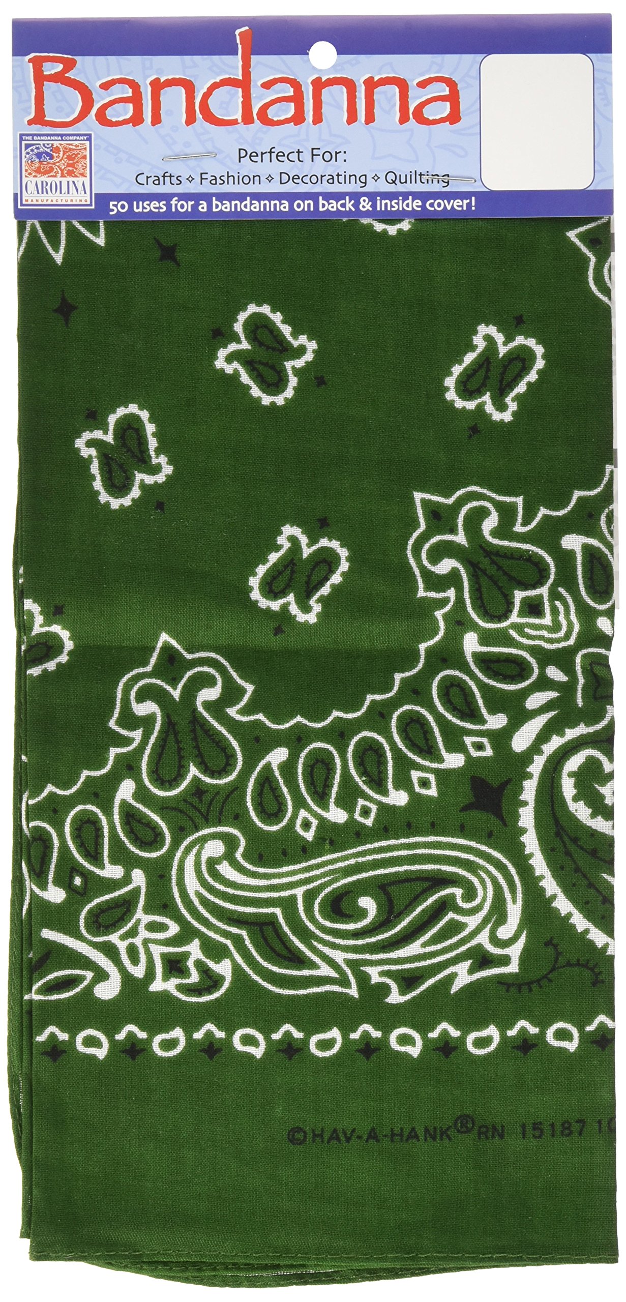 Carolina Have, A, Hank Paisley Bandannas, 22-Inch by 22-Inch, Hunter Green