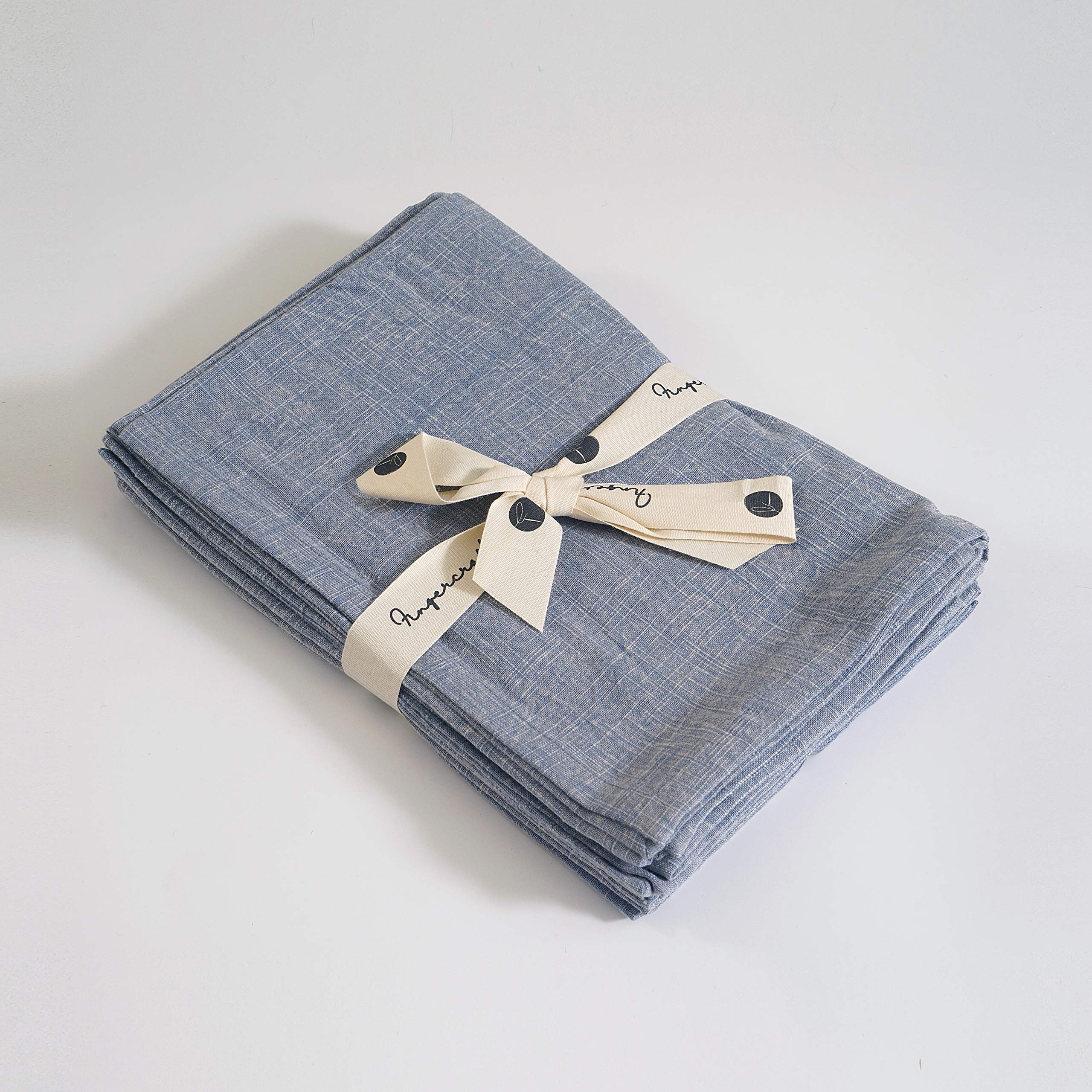 FINGERCRAFT- Cloth Napkins |20X20 |100% Cotton| Stone Wash Fabric | Rustic Look|Classic|Prewashed| Set Of 6 Pack(Premium Quality Mitered Corners |Good Absorbency (EARTHY BLUE, SET OF 6)