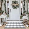 KOZYFLY Buffalo Plaid Area Rugs 2x3 Ft Brown and Black Checkered Rugs Washable Front Door Mat Hand Woven Cotton Outdoor Small Rug for Front Porch Kitchen Entryway Patio Bathroom
