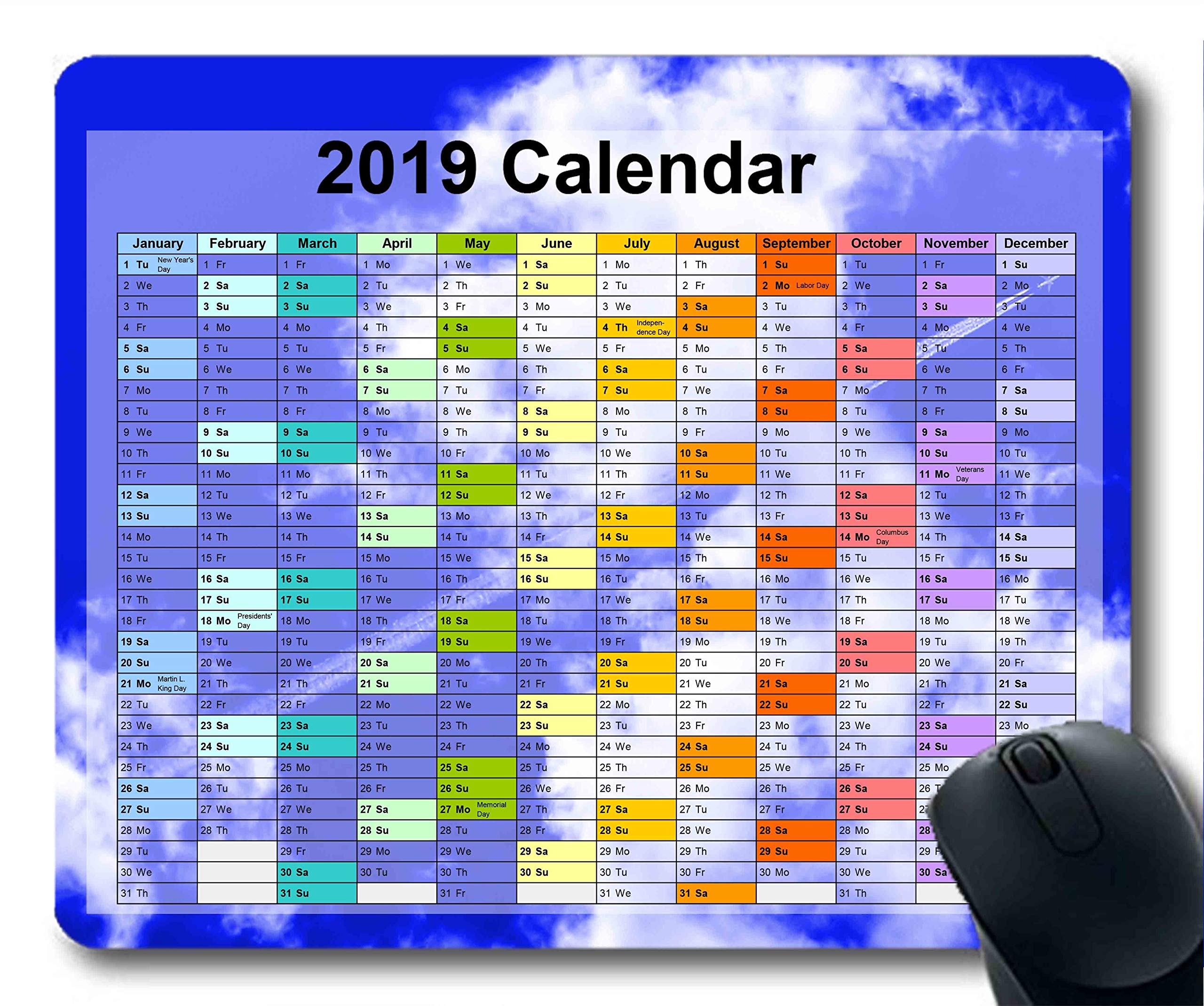 2019 Calendar Mouse Pads,New Years Mouse pad,Sky and Sand Gaming Mouse pad