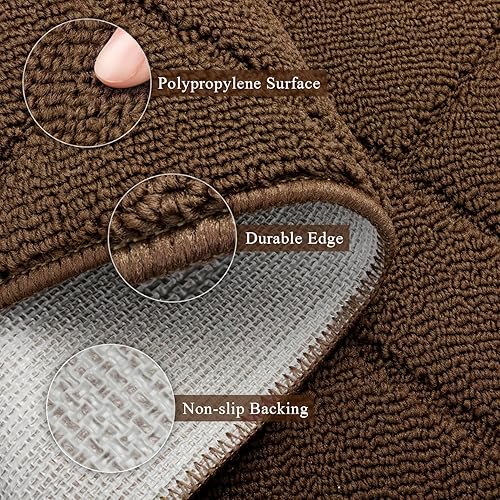 Miniatura 217 de hicorfe - Tapete para interiores, para puerta delantera o trasera, parte trasera de goma, antideslizante, absorbente, resistente a la suciedad, Café