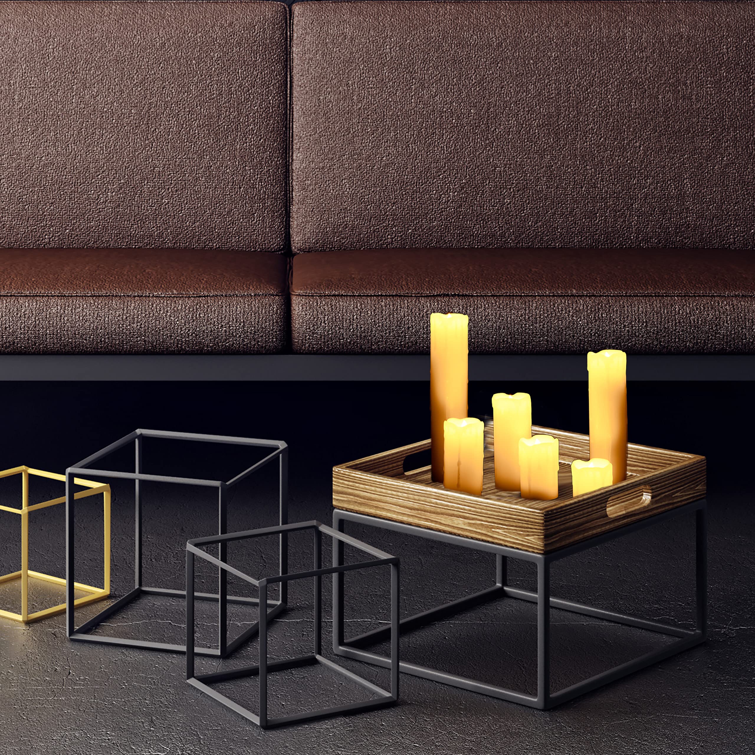 Relaxdays Set de 12 Velas Led, Eléctricas, A Pilas, Navidad, Decoración, Luz Centelleante, Sin Llama, Cera, Ø 5 cm, Crema | velas eléctricas parpadeando, batería, diámetro 5 cm