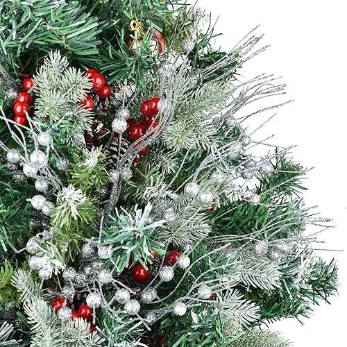 Miniatura 2 de DearHouse Paquete de 22 tallos de bayas con purpurina de Navidad, 16.5 púas artificiales de Navidad para festivales, manualidades y decoración del