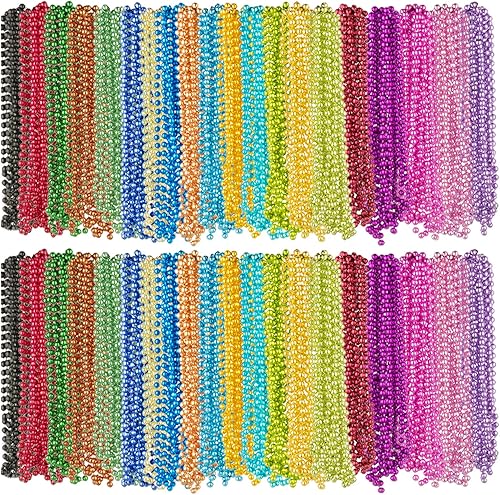 200 collares de cuentas de Mardi Gras de 33 pulgadas y 0.236 in de varios colores, collares de cuentas surtidas, collares de cuentas a granel para