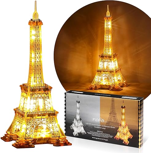 Miniatura 1 de Rompecabezas LED 3D Torre Eiffel Modelo de construcción  Modelo de construcción de arquitectura 3D  Monumento de París por la noche  Lámpara de
