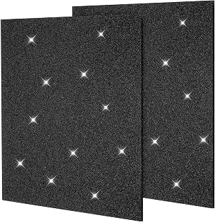 uxcell 2 Pcs Glitter Acrylic Sheets Plastic Sheets, 1/8" (3mm) Thick 8x8 Inch Cast Engraving Panel Translucent Plastic Acrylic Board for Laser Cutting Ornaments Tags, Shiny Black