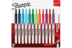 Sharpie Fine Point Permanent Markers, Assorted Colors, 12-Count