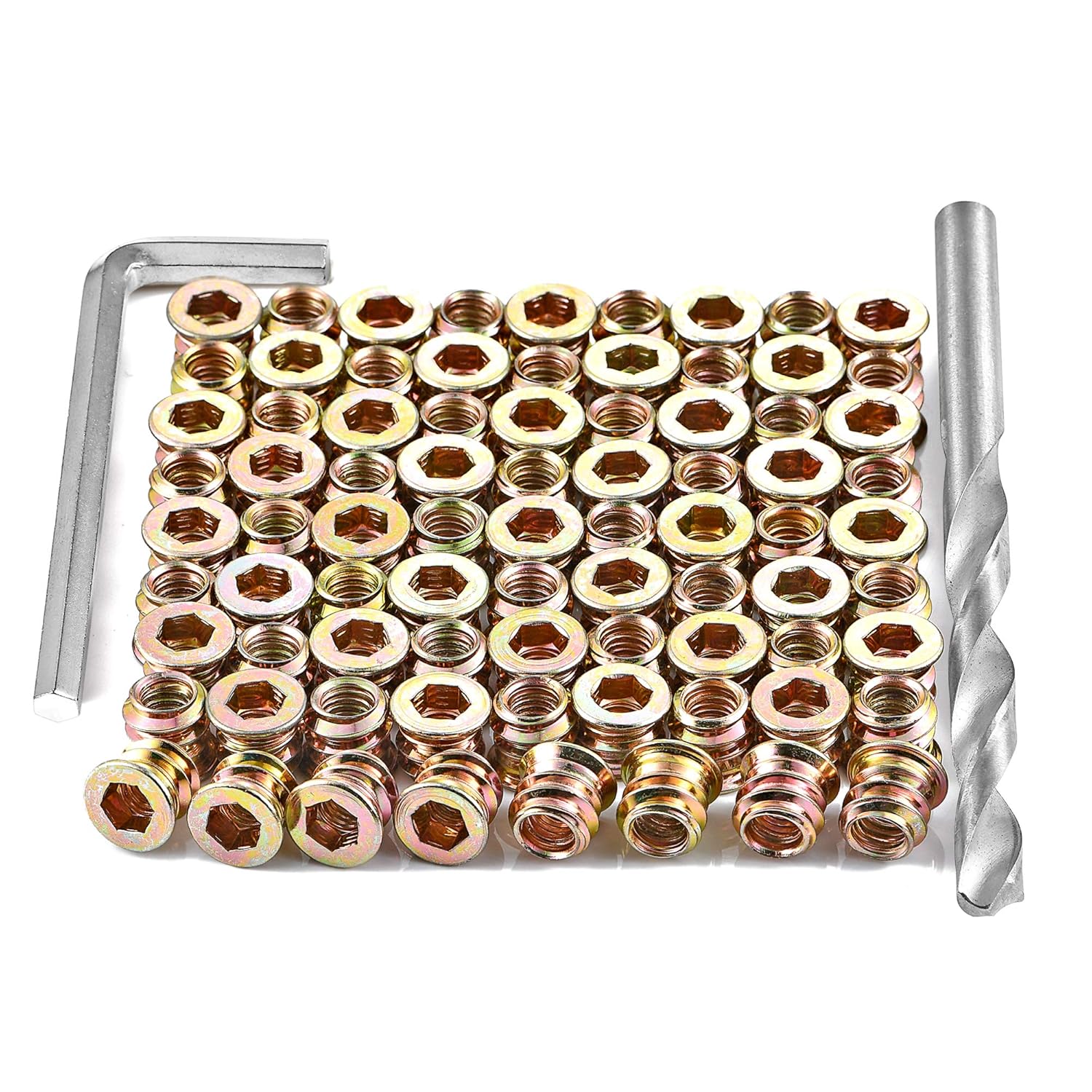 PGMJ 80 Pieces 1/4″20 Wood Inserts Bolt Furniture Screw in Nut Threaded Fastener Connector Hex