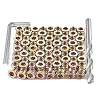 Vista 10 de 80 piezas de 1/4 de pulgada - 20 insertos roscados para madera – Tornillos de metal surtido de tuercas hexagonales, conector de fijación de pernos