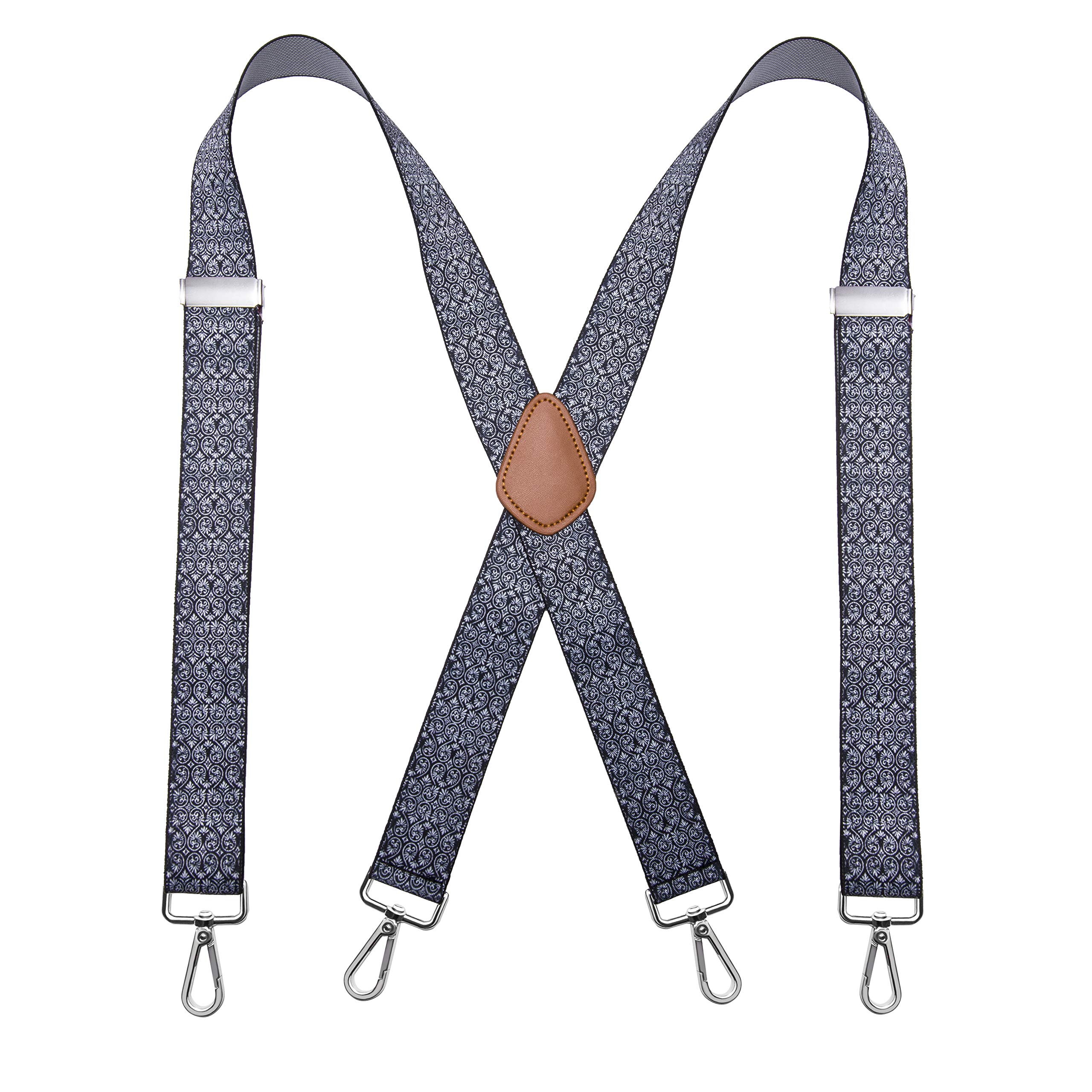 BiotertiMen’s Heavy Duty X- Back 1.4 Inch Suspenders with 4 Snap Hooks