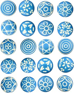 Set of 20 Blue Decorative Pull Knobs for Door, Drawer, Cabinet, Wardrobe, Cupboard