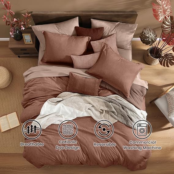 Monbix 7 Piece Cationic Dyeing Comforter Set and Throw Blanket