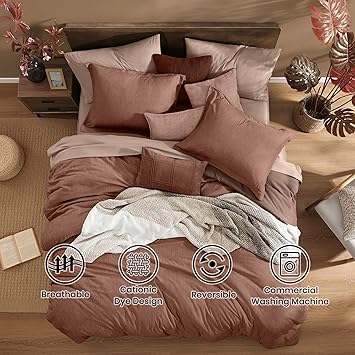 Monbix 7 Piece Cationic Dyeing Comforter Set and Throw Blanket