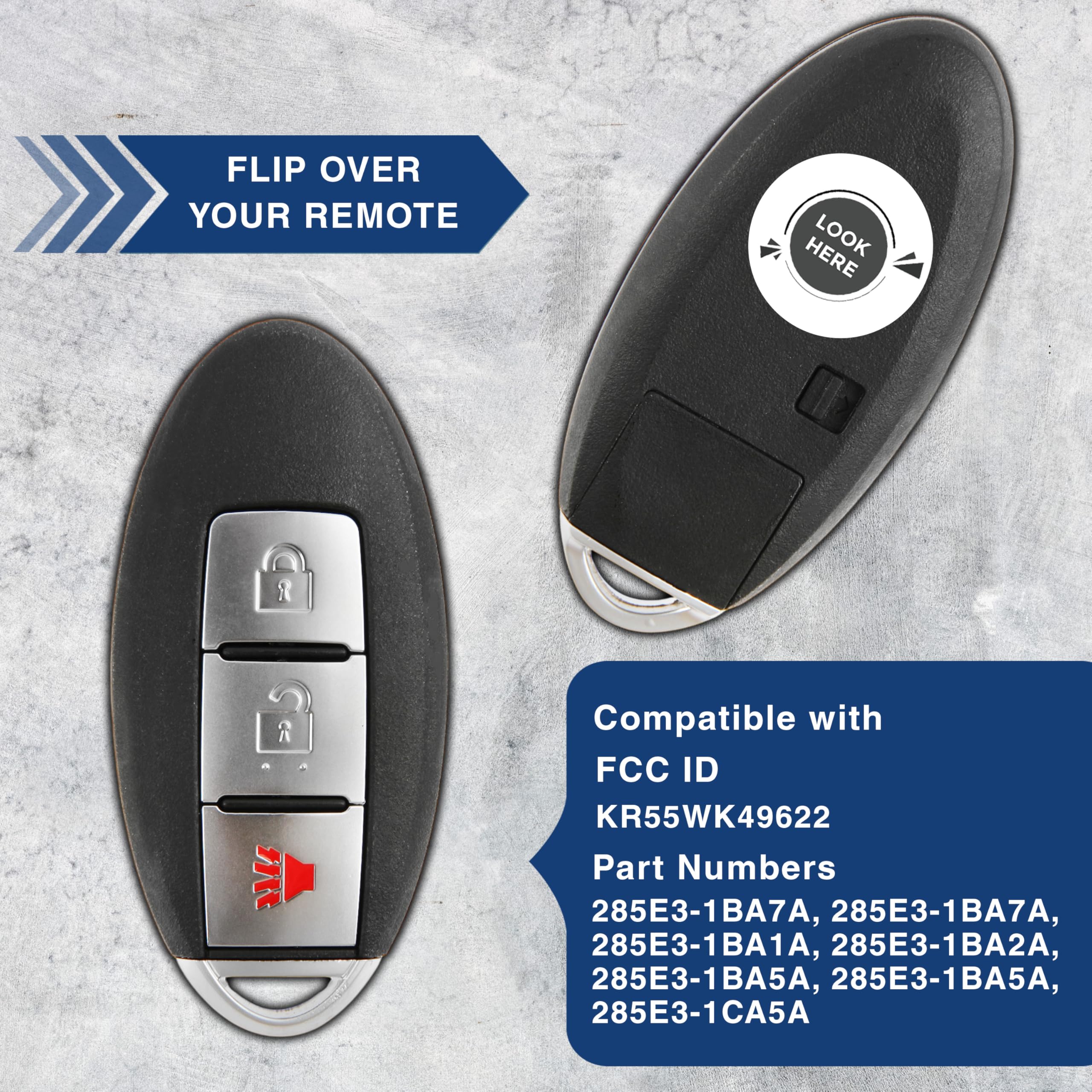 2 x chiave chiave intelligente 3btn telecomando per Nissan (KR55WK49622)