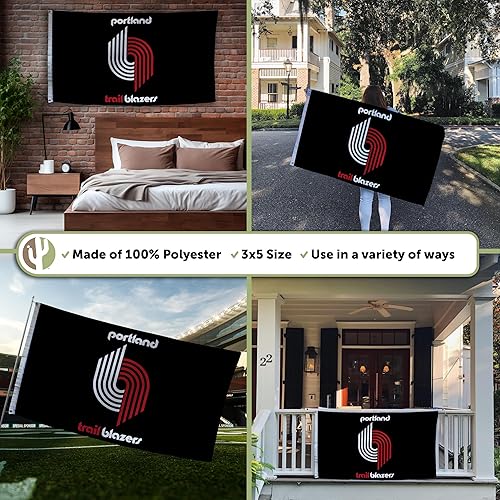 Miniatura 3 de Desert Cactus Portland Trail Blazers Flag Team NBA National Basketball Association 100% poliéster para interiores y exteriores, banderas de 3 x 5