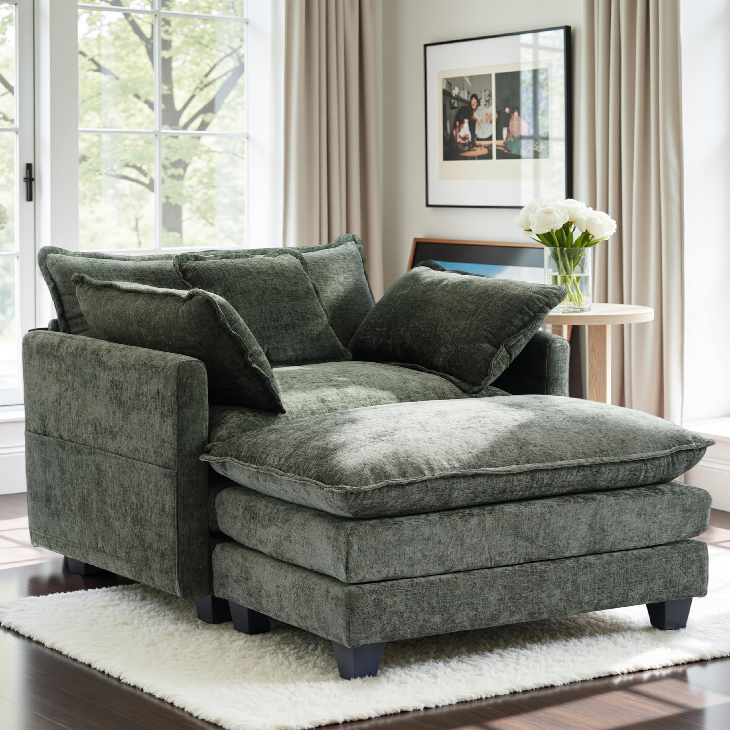 Amazon.com: Winterstorm Chenille Oversized Chair with Ottoman