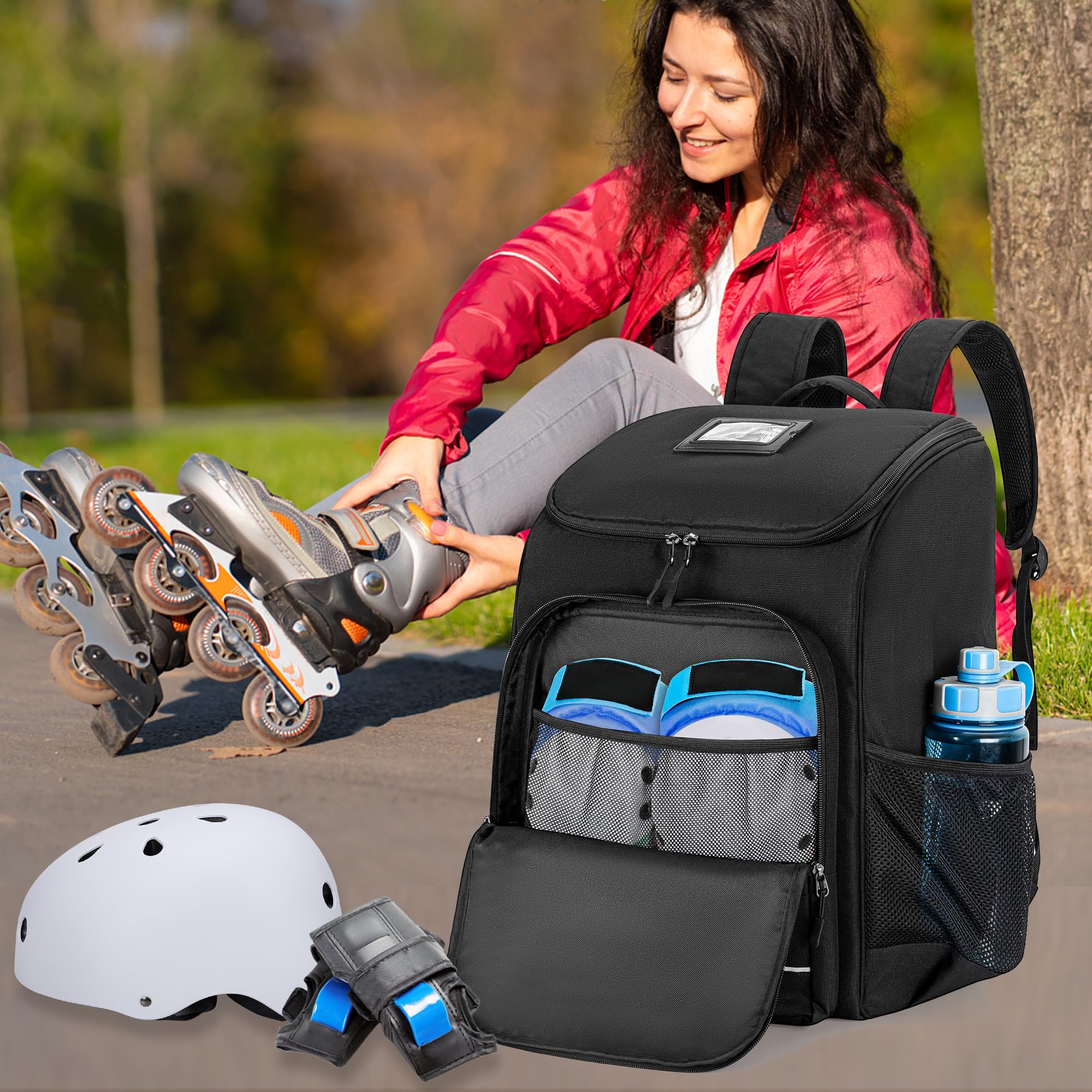 GOBUROS GOBUROUS - Bolsa para Patines de Ruedas para Zapatos de hasta 13 de EE. UU., para Patines en línea, Patinaje artístico, Quad, Velocidad y Equipo de Hockey