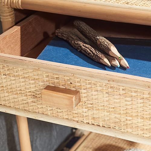 Miniatura 6 de SAFAVIEH Home Collection Roya - Mesita de noche de ratán natural con 1 cajón y 1 estante