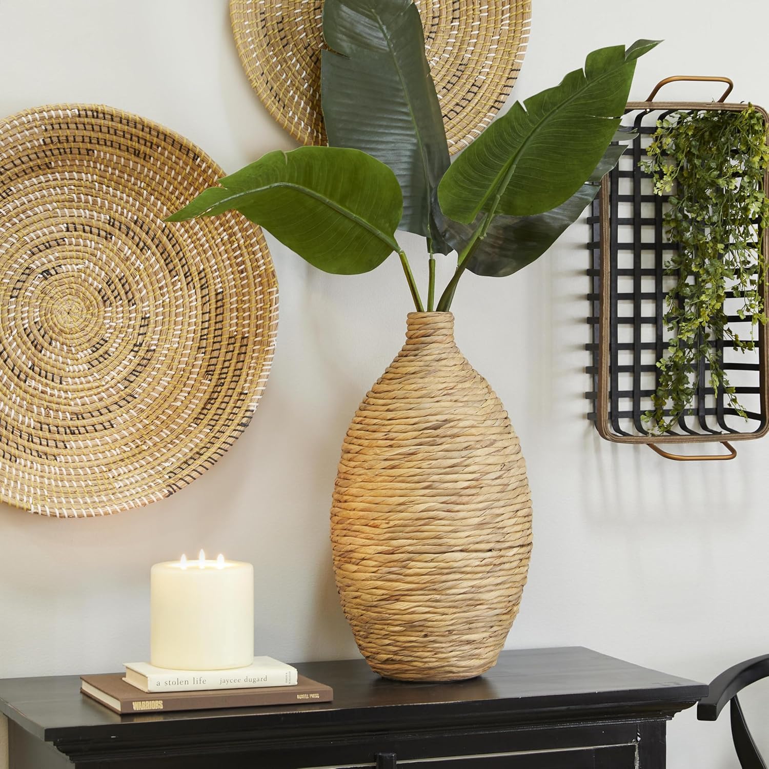 Deco 79 Seagrass Handmade Tall Woven Floor Vase, 12" x 12" x 22", Brown