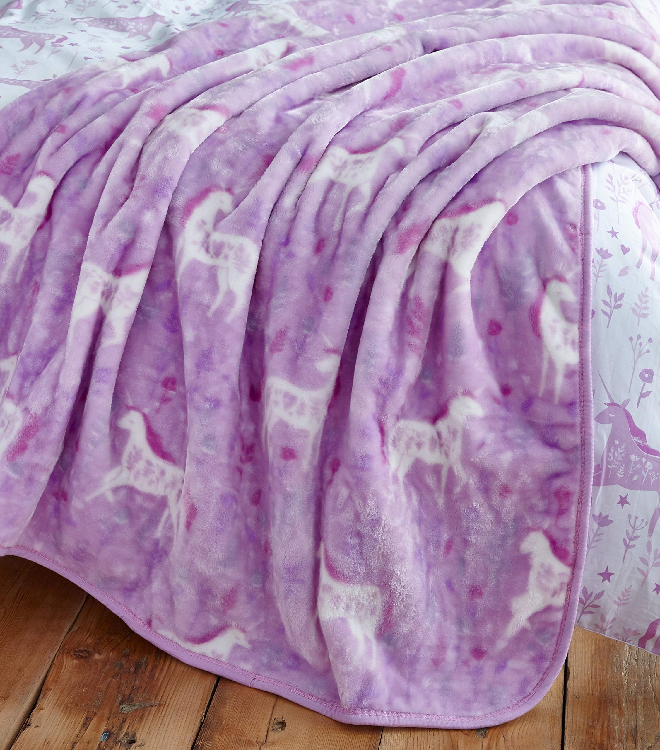 Catherine Lansfield Kids Folk Unicorn Cosy Fleece 120x150cm Blanket