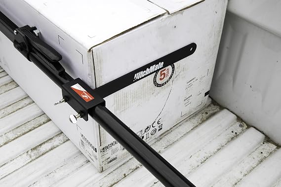 HitchMate Cargo Stabilizer Bar Compact Size 50 to 65 with StabiLoad Divider Bar and Cargo Net