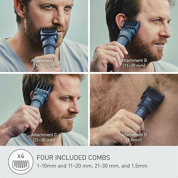 Panasonic MultiShape Electric Trimmer for Beard, Hair and Body, Hair Clippers with 58 Adjustable Cutting Lengths and Advanced Blade System, Cordless Waterproof Wet/Dry Clipper for Men - ER-ACKN2-HB