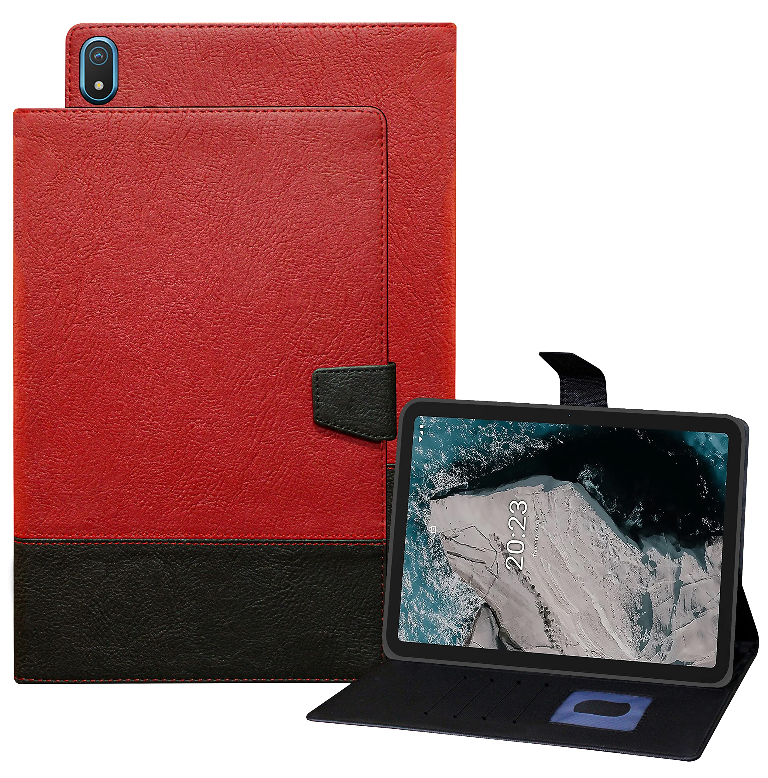 TGK Dual Color Design Leather Flip Case Cover for Nokia Tab T20 10.36 inch Tablet (Red, Black) (B09MVWKPKT) Amazon Price History, Amazon Price Tracker