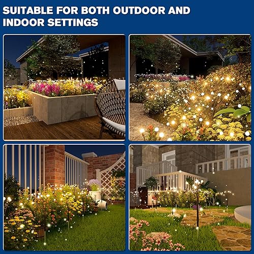 Miniatura 3 de Aulanto Paquete de 6 luces de luciérnaga enchufables, luces de luciérnaga impermeables para exteriores, luces de jardín con 8 modos, luz de camino