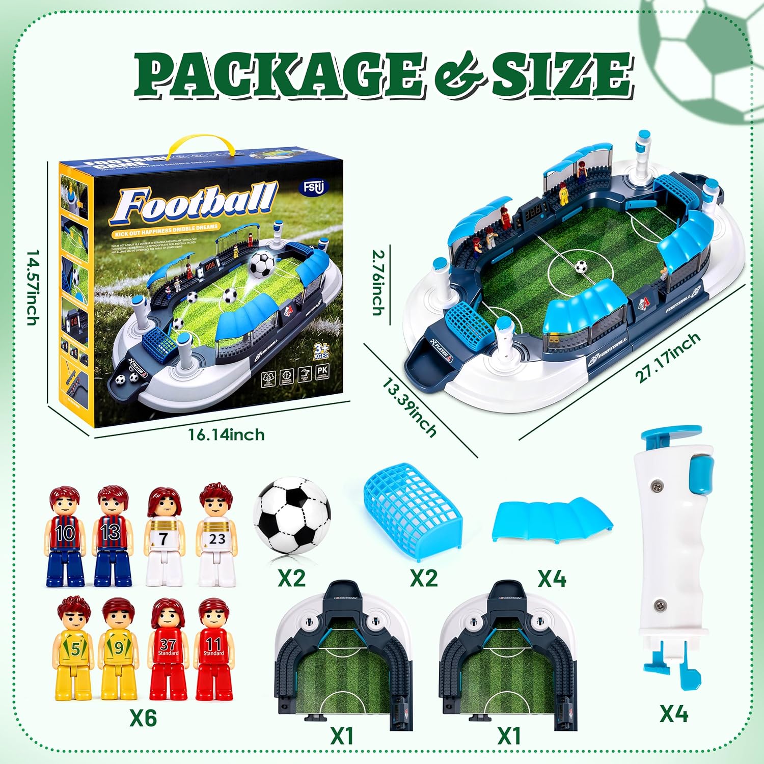 Mini Foosball Table for Kids, Tabletop Foosball Soccer Game, Portable Indoor Football Table Game Toy for Boys Girls Ages 3-12, Family Party Game, Gifts for Kids