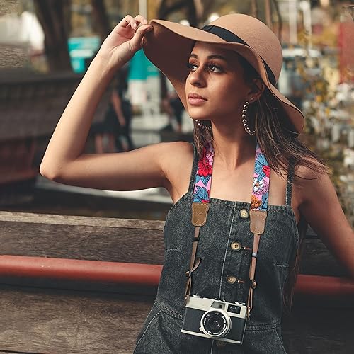 Miniatura 105 de Padwa Lifestyle Correa de cámara a rayas, de 1.5 pulgadas, suave tejido de cuerda de algodón, correa de hombro para fotógrafos y todas las cámaras