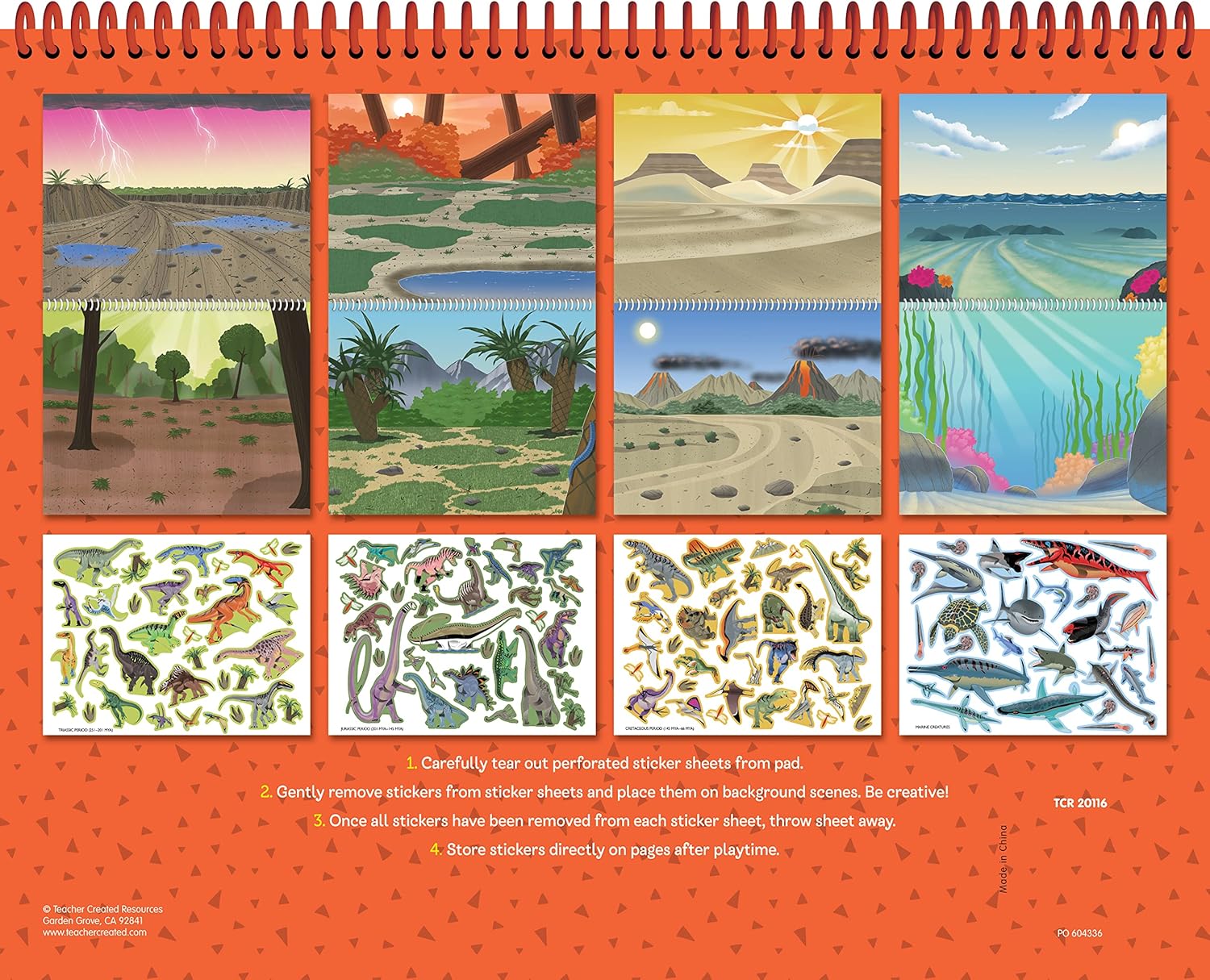Teacher Created Resources Dinosaurs and Prehistoric Animals Reusable Sticker Pad