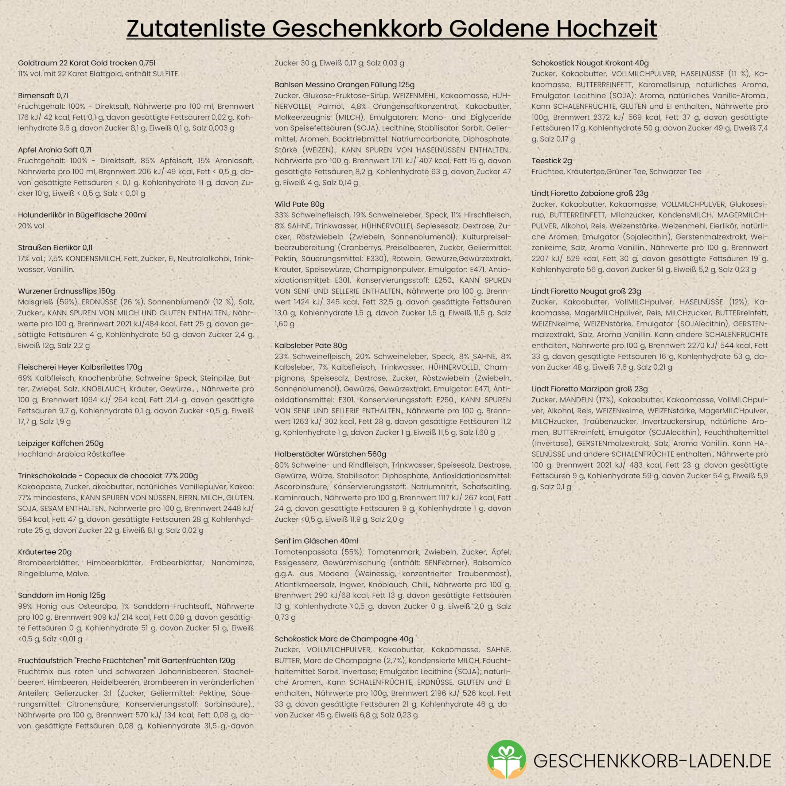 Goldene Hochzeit Geschenkkorb | Perfektes Präsent zum Jubiläum | Feine Auswahl an Delikatessen