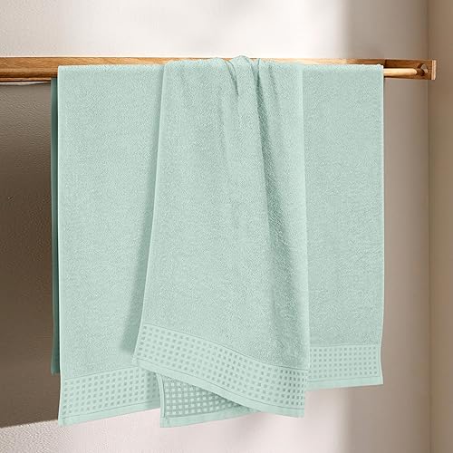 Vista 266 de GLAMBURG Juego de 6 toallas de 100% algodón ultra suave, contiene 2 toallas de baño de 28 x 55 pulgadas, 2 toallas de mano de 16 x 24 pulgadas y 2