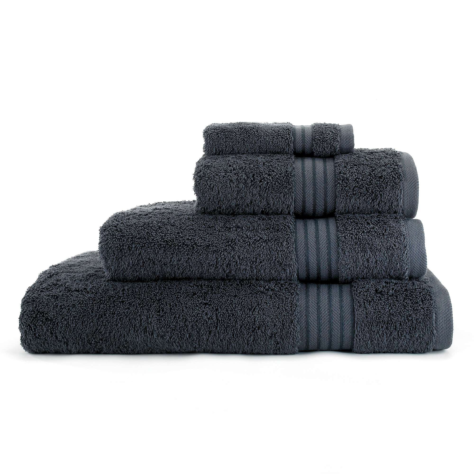 Jasmin Elinor Charcoal Luxury Supreme 500 Gsm 100% Egyptian Cotton Satin Stripe Towels (Bath Towel, )