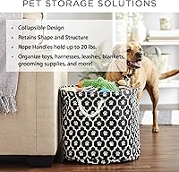 Vista 8 de Bone Dry - Cubo de almacenamiento para mascotas con parche de pata rayado, pequeño redondo, gris, para razas medianas