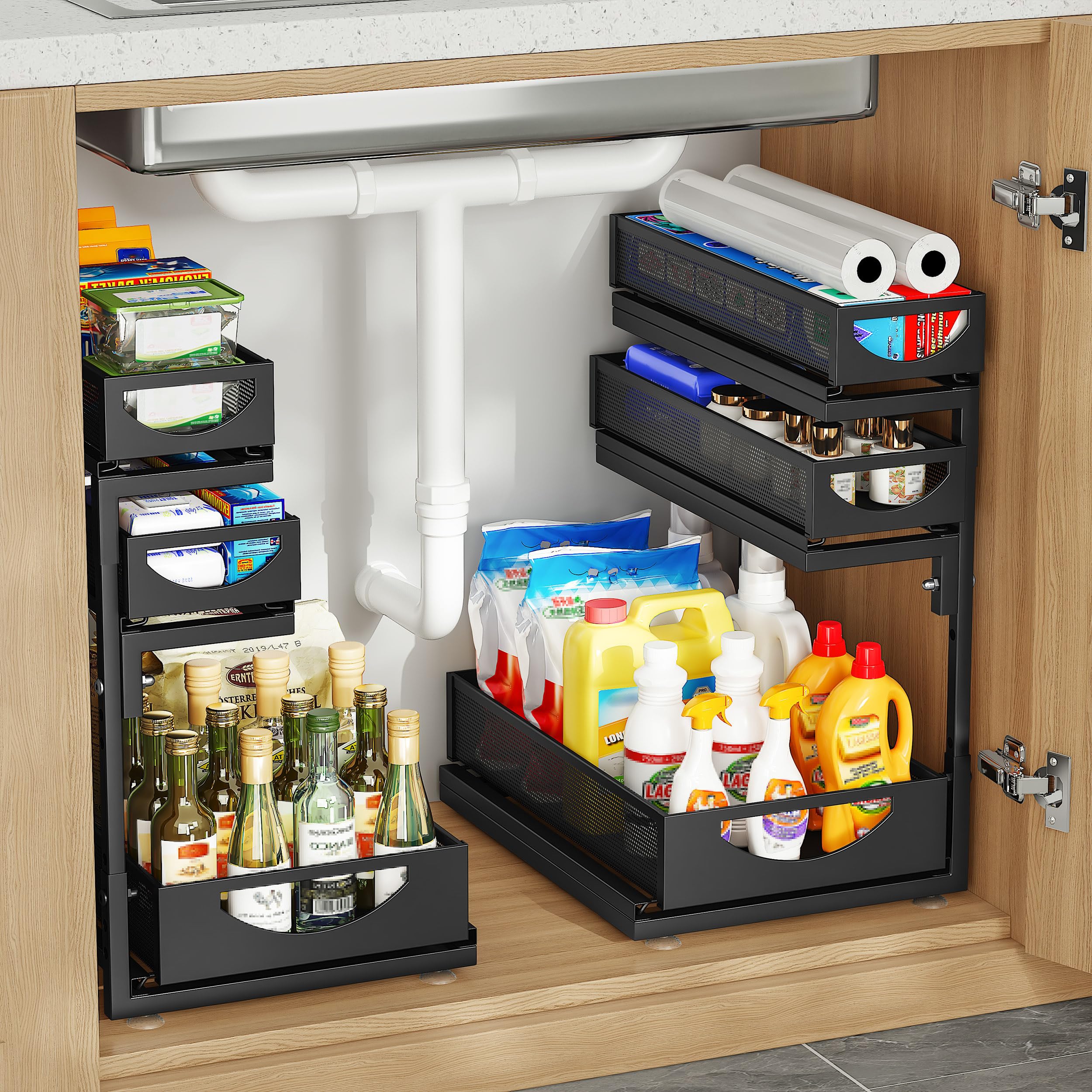 Fantasnight Kitchen Under Sink Storage Organiser - 3 Tier 2pack