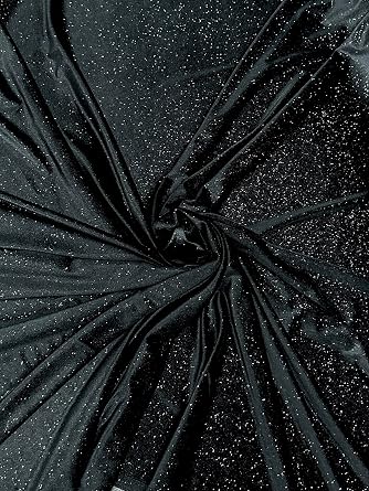 Glitter Velvet Fabric Soft Stretchy Cloth with Shimmers - Perfect for Dressmaking Costumes Upholstery and Christmas Decor 1 Yard of Spandex Fabric for Sewing and Crafts Black