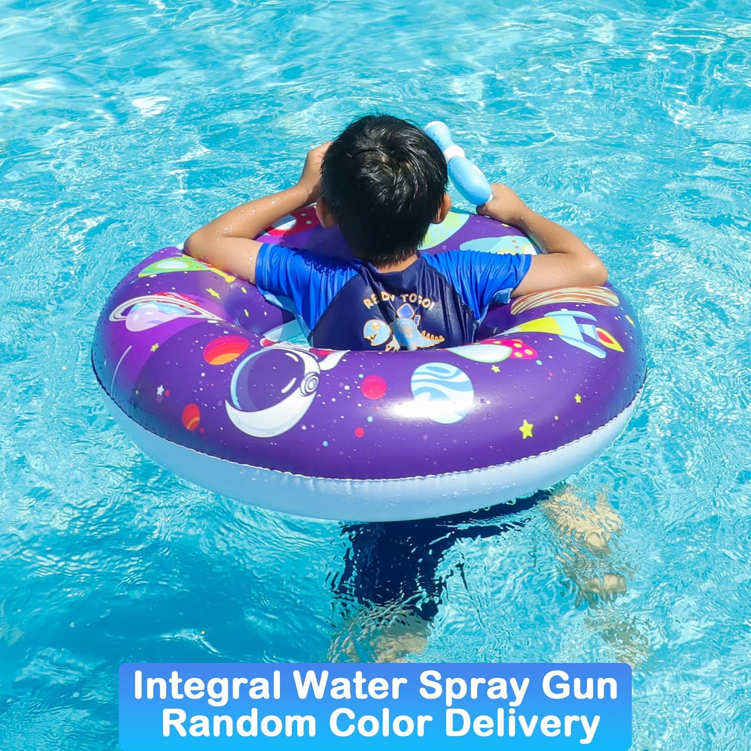 FindUWill Pool Floats with Water Guns Kids, Inflatable Pool Swim Tubes with Beach Ball, Pool Floaties Toys Inner Tube with Squirt Guns for Kids Ages 8-12, Beach Swimming Party Toys for Adults